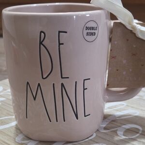Rae Dunn Pink Be Mine Mug With Floral Heart Design